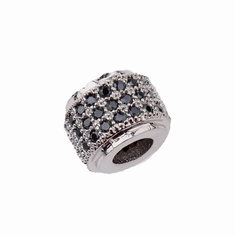 Micro pave spacers black diamond wheel beads zircon micro-inlaid zircon bracelet necklace jewelry accessories