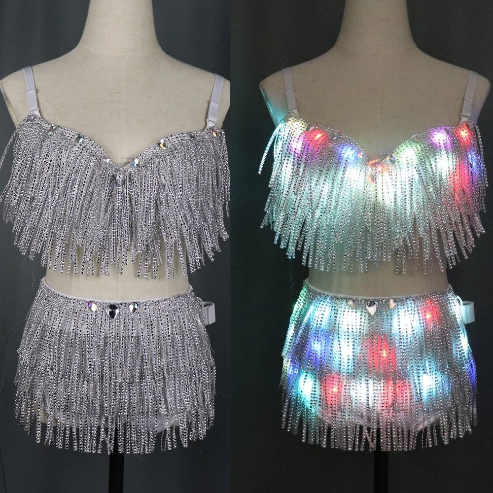 LED Clothes Luminous Costume Ladies Bra luminous Shorts LED Ballet Costume Party Suits el product