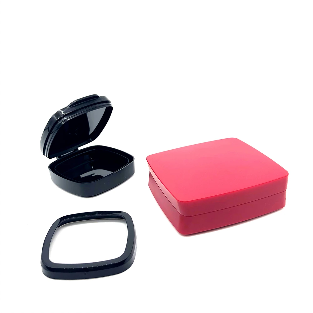 Custom empty cosmetic foundation powder compact with mirror and puff square magnet air cushion case