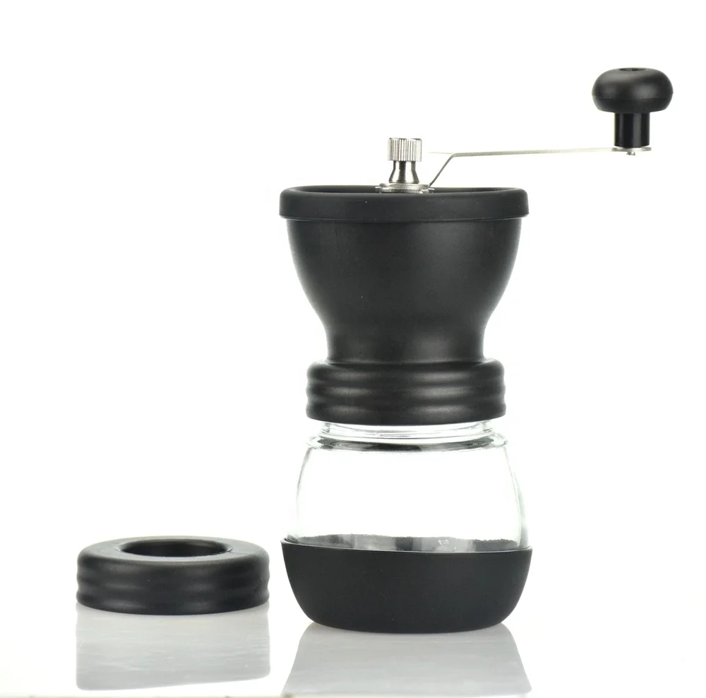 
BM155 Kitchen Accessories Manual Coffee Grinder with Ceramic Burrs Hand Coffee Mill with Two Glass Jars 