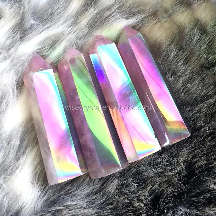 Bismuth Titanium angel aura quartz crystal point healing Colour Plating crystal