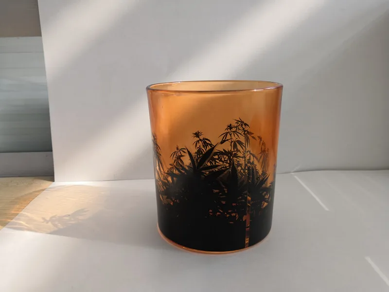 polished glass jar pattern lasered print votive tealight candle glass jar