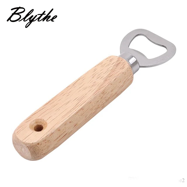 Factory Cheap Custom Laser Logo Stainless Steel Wooden Handle Bottle Opener