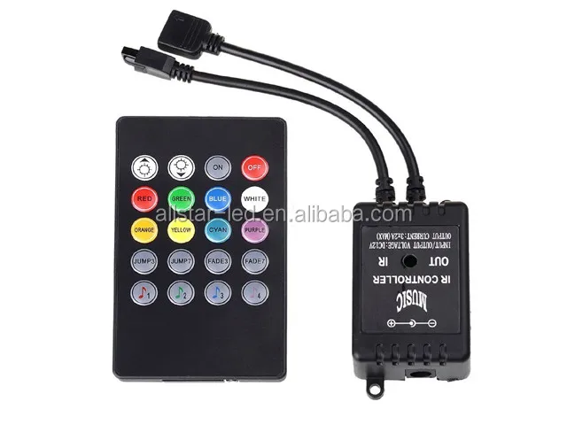 Music controller Audio sound sensitive for LED RGB Strip with 20keys IR remote for led DC12v Black