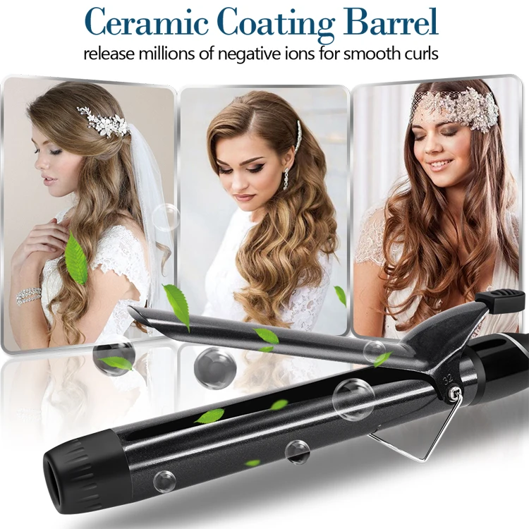 
1 1/4 inch Lcd Display Ceramic Coating Barrels Electric Hair Curler Professional Curling Iron 