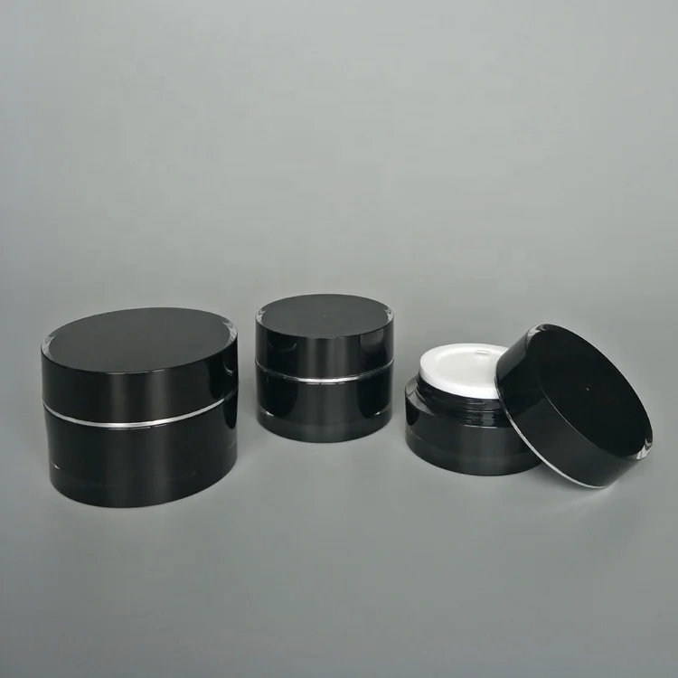 Empty acrylic 5ml 10grams 15ml oz 30 ml 50ml 50 grams high quality luxury black cosmetic cream jar for UV gel