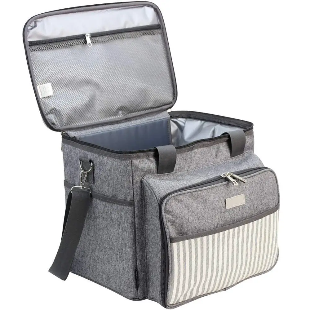 
Insulated Cooler Tote Bag for Picnic with 4 Tableware Set Formed Lid as Picnic Table Outfit - Hard EVA 4 Persons PG0427-03 ODM 