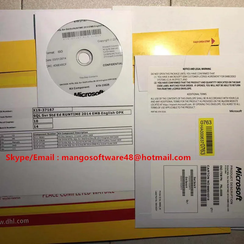 
Original OEM Microsoft SQL Server 2014 Standard English OPK 64bit DVD Online Activation 
