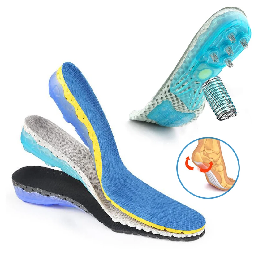 Tpu Gel Shock Absorption Anti-Skid Sports Insole Sweat-Absorbent Breathable Spring Insole Orthopedic Shoe Inserts HA00803