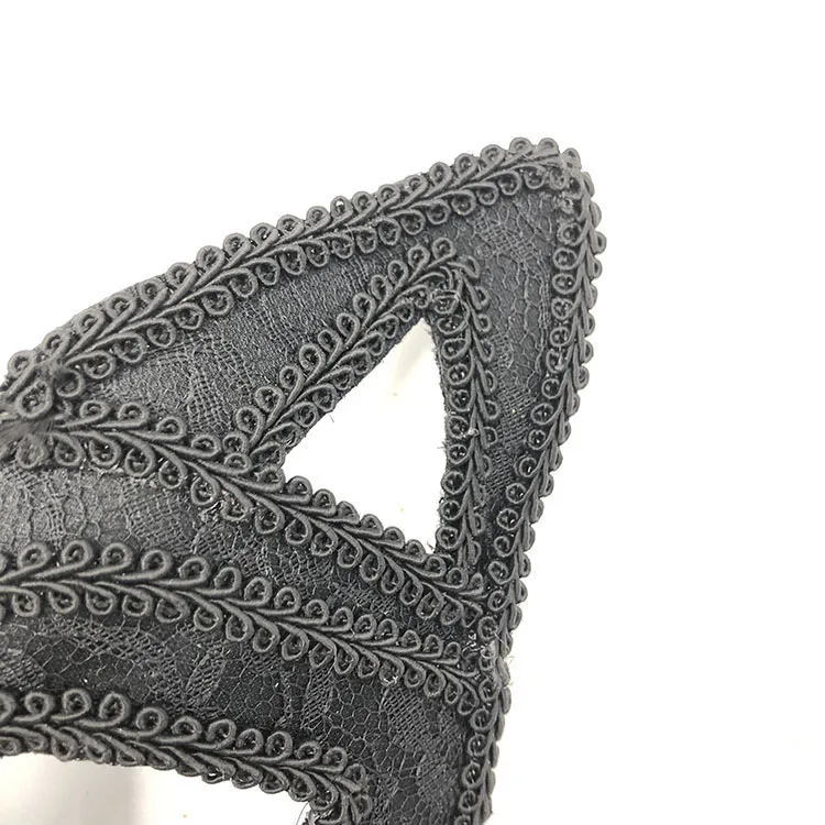 Фабричная Венецианская Маскарадная маска Женская сексуальная черная блестящая необычная кошка кружевная маска для глаз