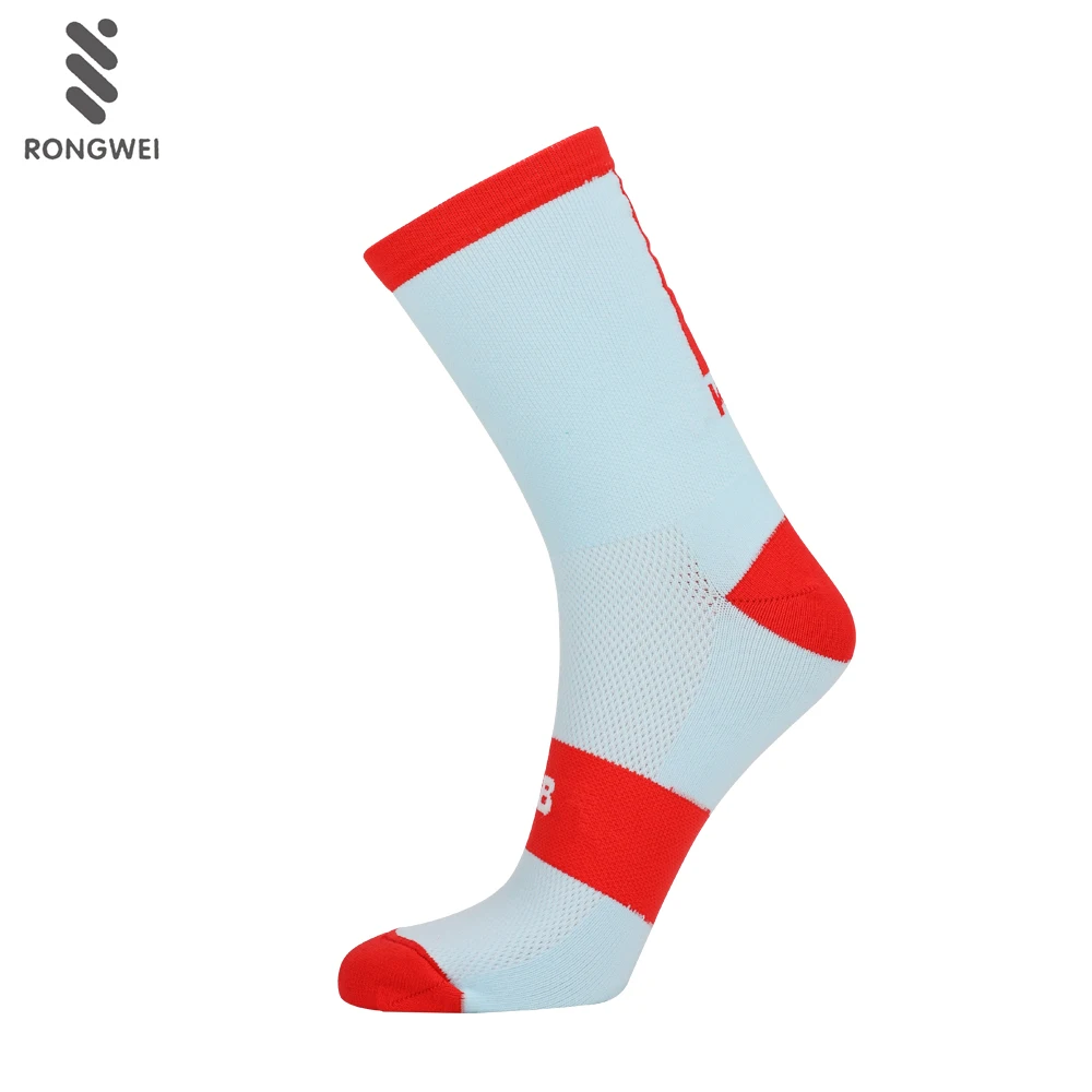 Wholesale custom light blue breathable thin nylon sport cycling socks