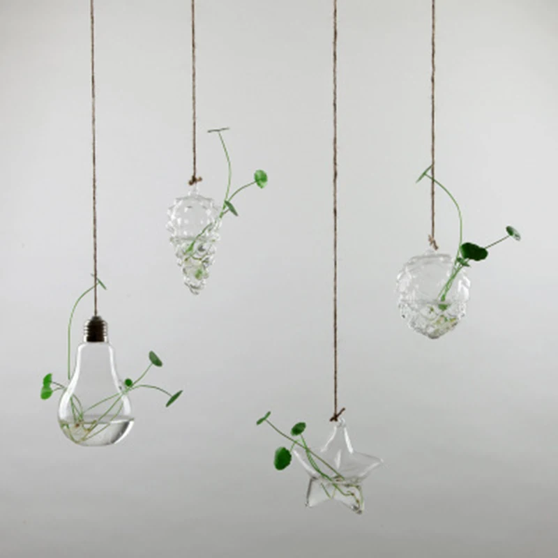 Недорогие украшения для дома из боросиликатного стекла, воздушное растение, прозрачный подвесной шар, стеклянный террариум, Маленькая ваза