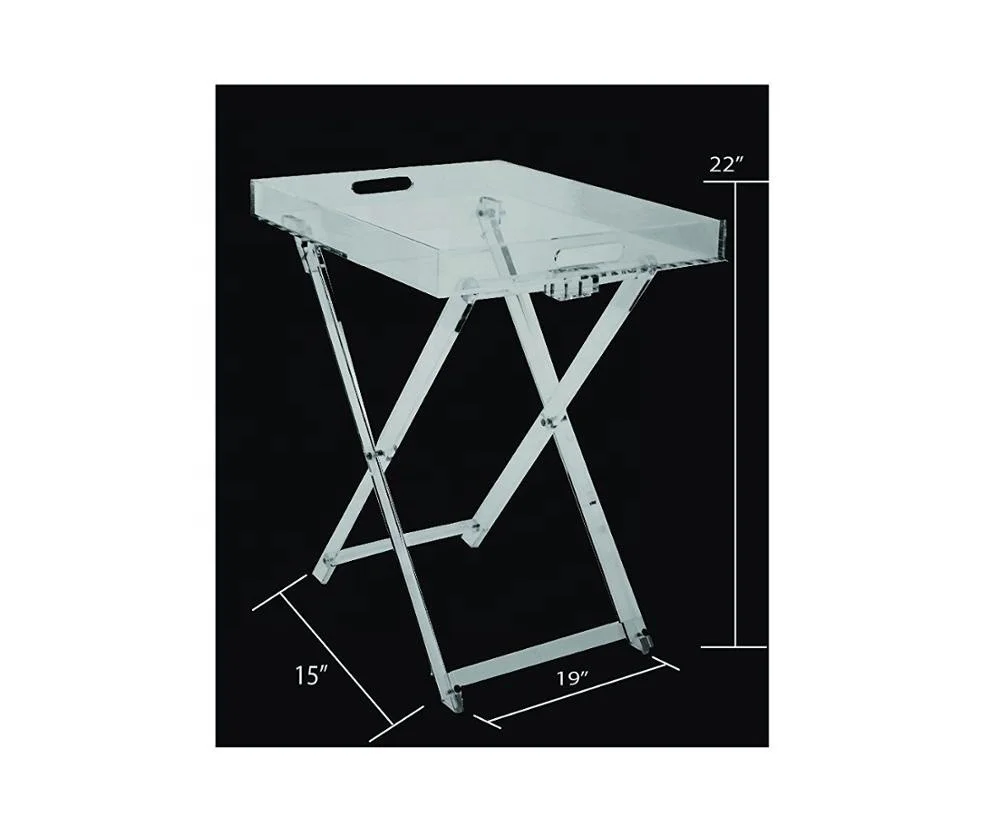 New product clear acrylic lucite folding coffee table TV snack serving tray