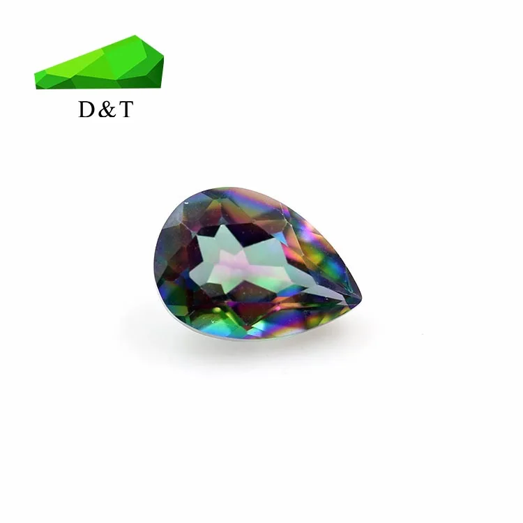 wholesale natural stone  mystic white topaz  pear cut loose gemstone for jewelry