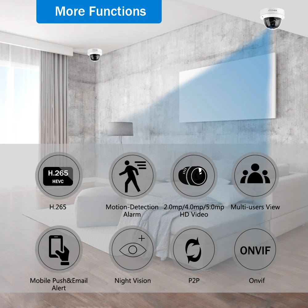 Главная безопасности CCTV наборы H.265 4CH 2MP Купол IP камера POE NVR комплект камеры скрытого видеонаблюдения