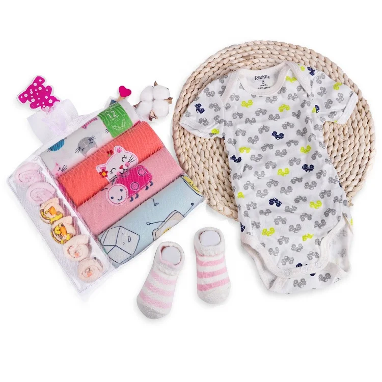 High Quality Gift Romper Newborn Sets Super Soft 100% Cotton Infant Socks Cute Baby Clothes