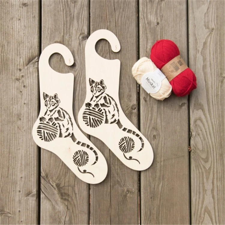 Customize Laser cut Wooden Geometric Lattice Sock Blocker for Womens Hand Knit Socks