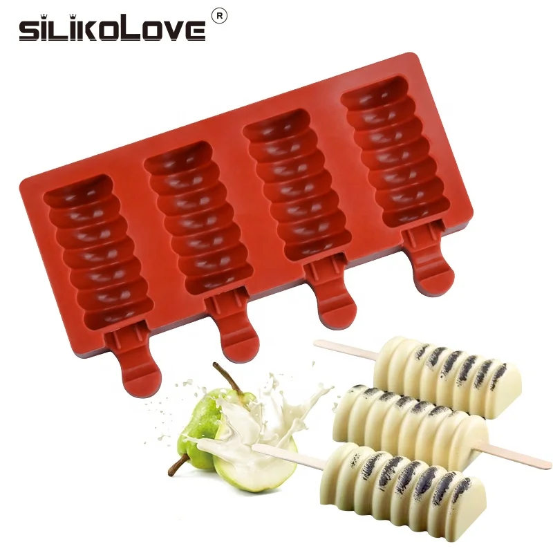 SILIKOLOVE Ice Cream Molds Ice Moulds Freezer Creamy Ice Bar Molds Juice Popsicle Homemade Food Grade Silicone Eco-friendly LFGB