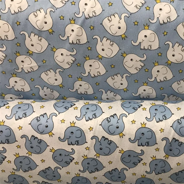 Cute Elephant printing kids cloth for bedding sheet set cotton twill high quality