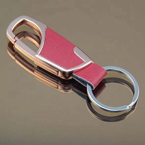 Factory Direct sale custom logo wholesale leather and zinc alloy bottle opener car keychain for men waist hanged Key Ring