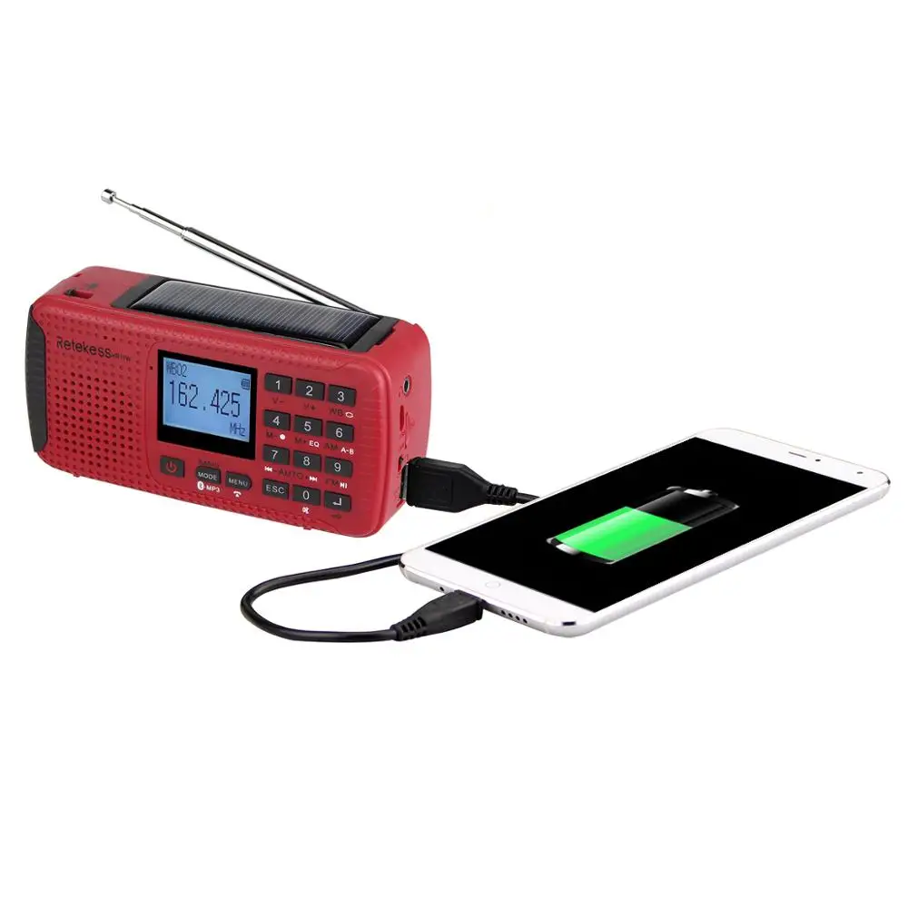 Portable FM AM NOAA Weather Emergency Radio Hand Crank Solar MP3 Player Digital Radio Recorder Retekess HR-11W