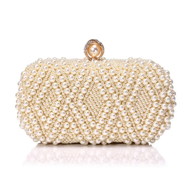 New Chain Evening Party Clutch Pearl Dinner Bag Lady Banquet Bag Night Dress Bag Square