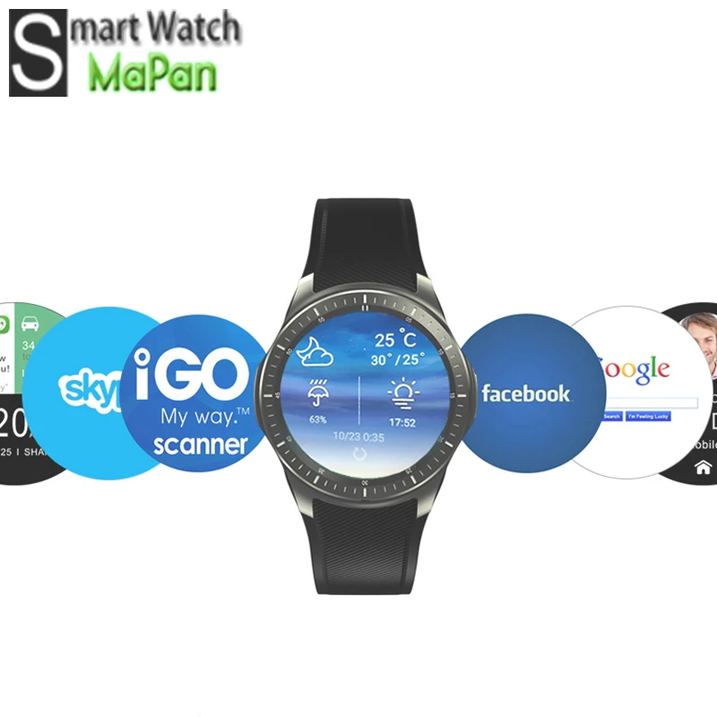 Мода MaPan MW10 Quad Core 1.3 ГГц сенсорный экран SmartWatch BT 4.0 AMOLED Смарт-часы для мужчин