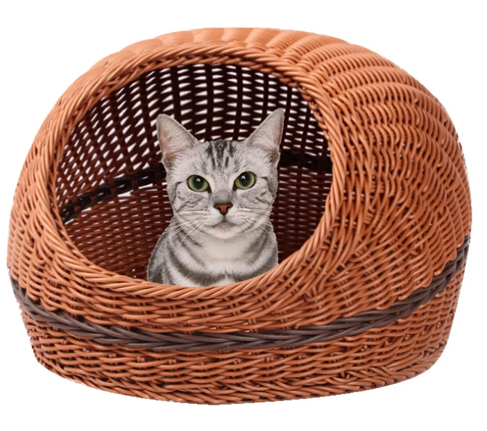 Summer rattan basket dog bed cool pet basket cat bed