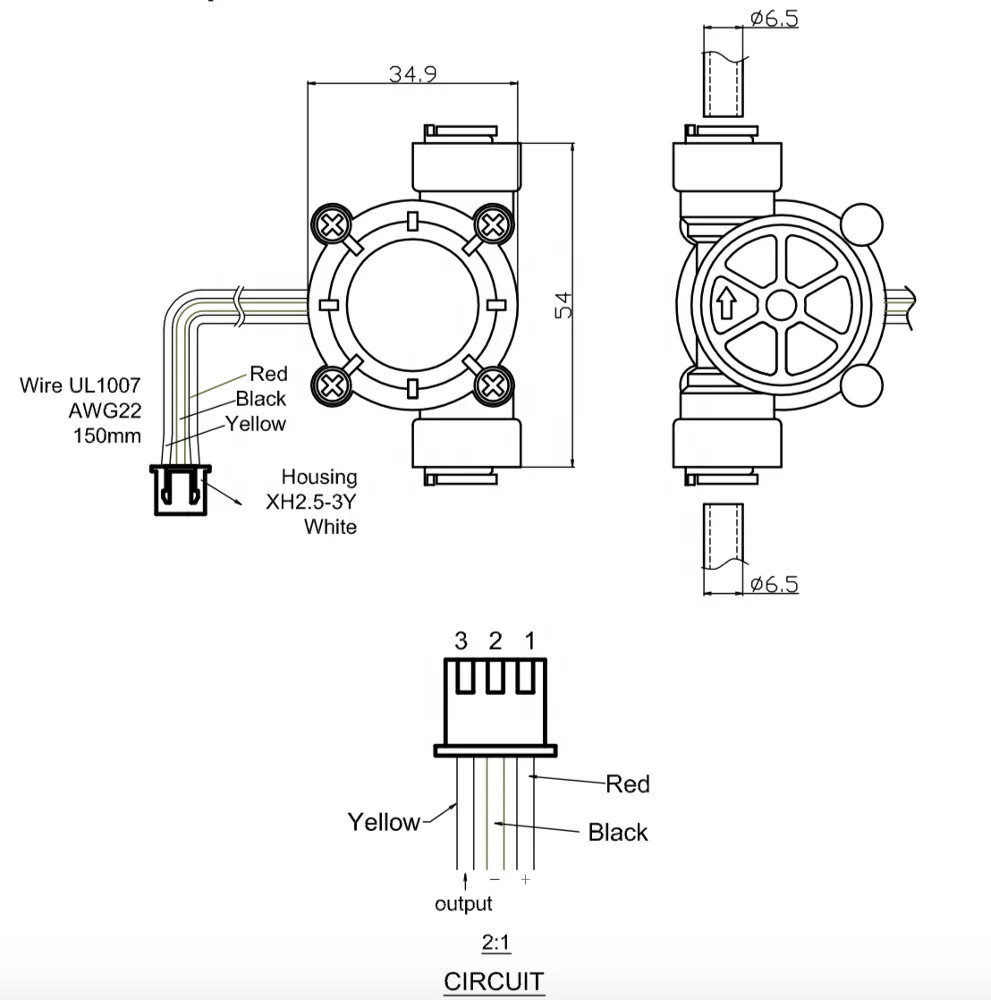 Sunwoald 6,5 мм, быстрое подключение «0,3 ~ 10 л/мин, мини-Датчик потока воды для водонагревателя/Диспенсера для воды