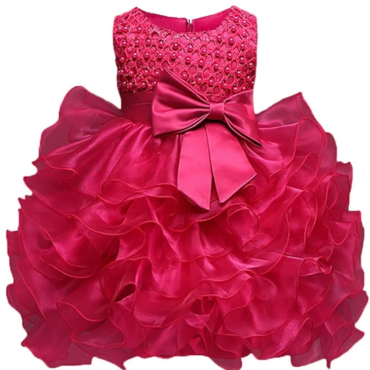 Pabasana 2020 new design baby girl birthday party wear white beaded dress 1 year with high quality