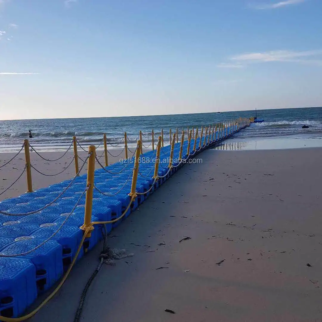 Plastic pontoon bridge for ocean and river