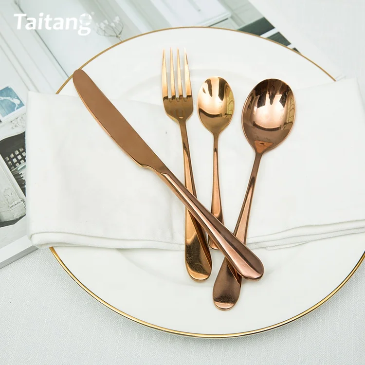 flatware rose wedding rose gold cutlery spoon knife fork stainless steel tableware set