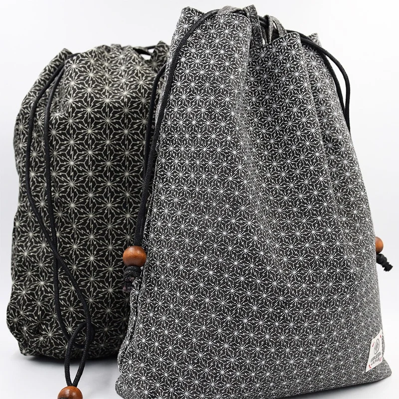 Personalized Colorful canvas cotton drawstring clothes bag with double string