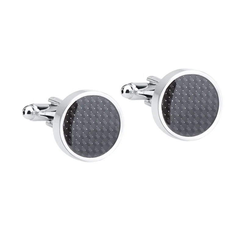 
Mix other styles wholesale Round Black Carbon Fiber Cufflinks for Mens 