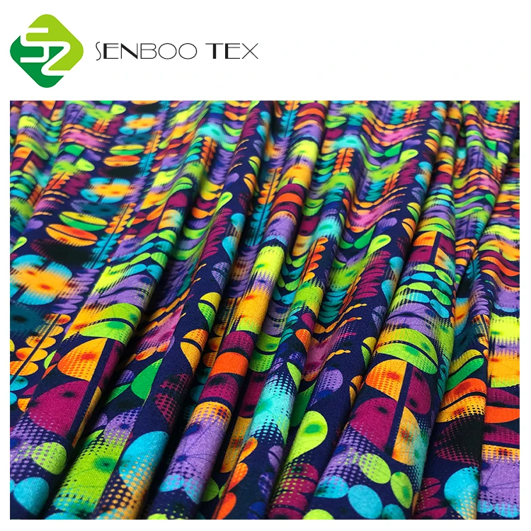 Digital Colorful Print Pattern bamboo spandex fabric For Women Deep Waistband bamboo leggings