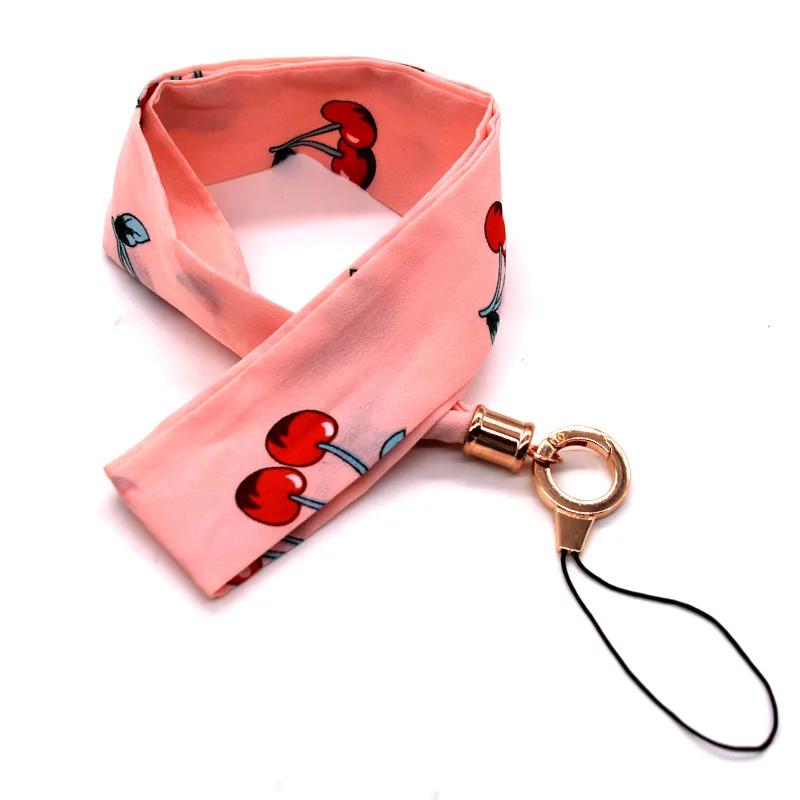 
Wholesale unique design beautiful cherry scarf lanyard for cell phone case 