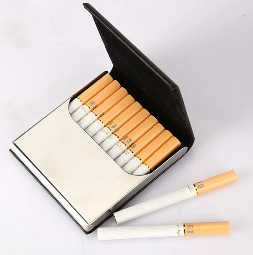 Wholesale Custom Metal Branded and Leather Buckle Cigarette Tobacco Case Wallet for Slim Cigarettes