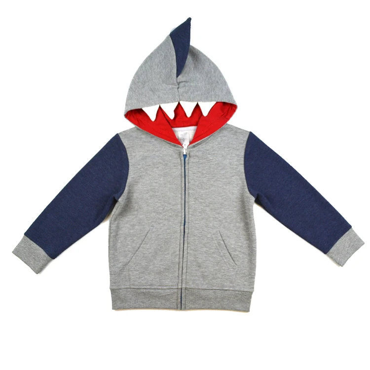 Новый весенний дизайн для мальчиков с длинным рукавом с капюшоном «Акула» три цвета толстовка