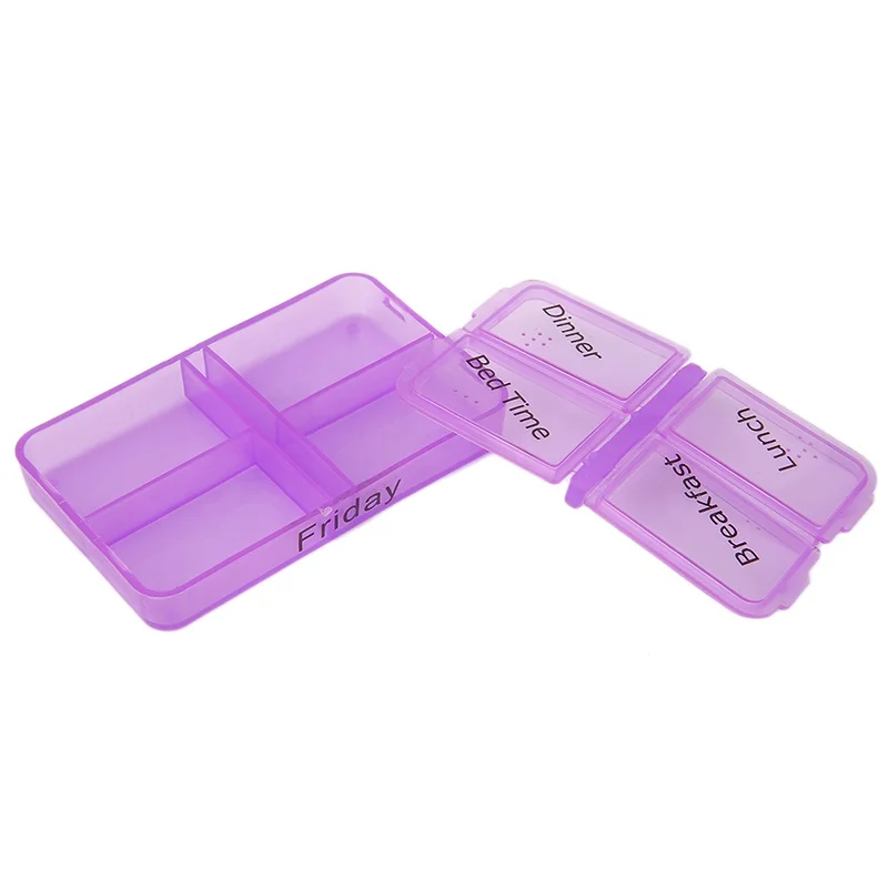 New design 7 days plastic weekly pill box,pill case,vitamin box with pill cutter