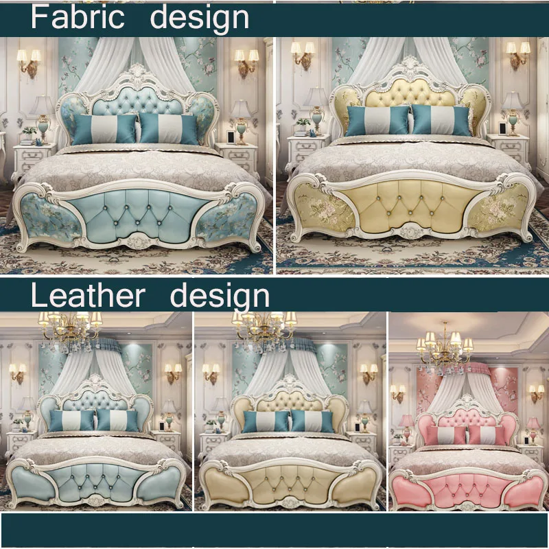  Лидер продаж европейская роскошная кожаная мебель для спальни Королевский размер