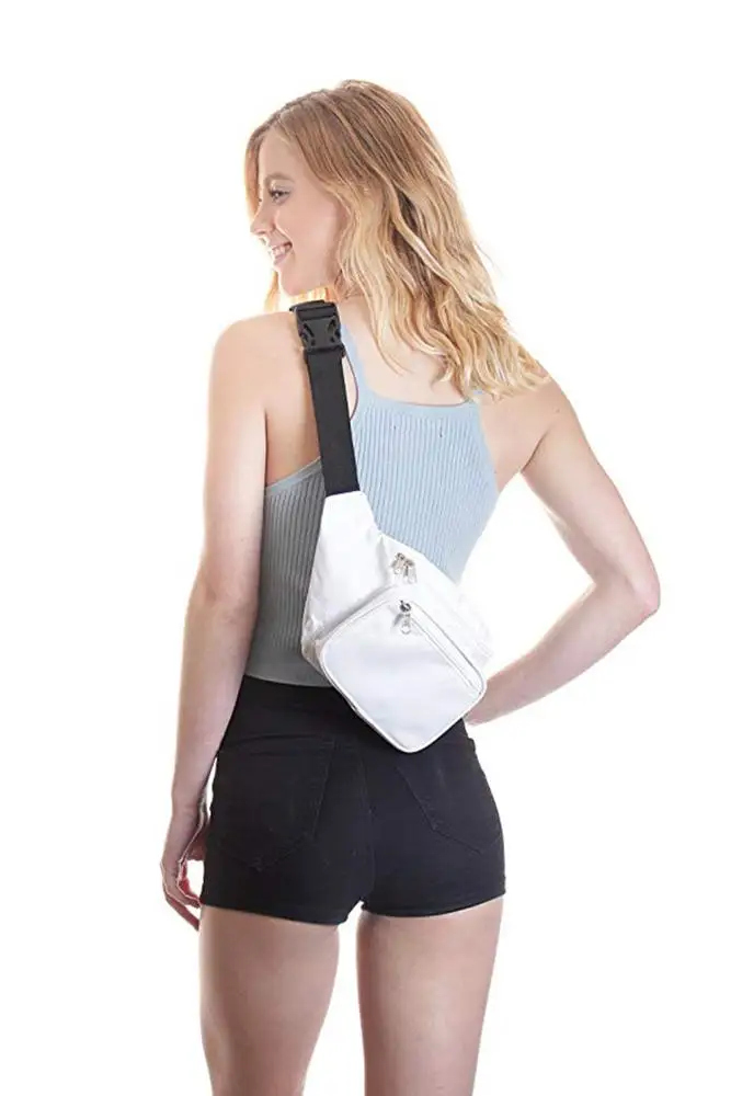 Private Label Fashion Waterproof Zipper Sport Fanny Pack White Waist Bag