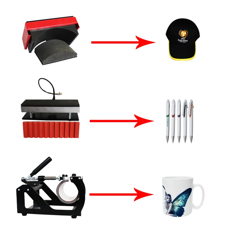 Customized Pen Shirt Cap Mug 4in1 Combo Multi Function Heat Press Machine with 29*38cm Printing Size