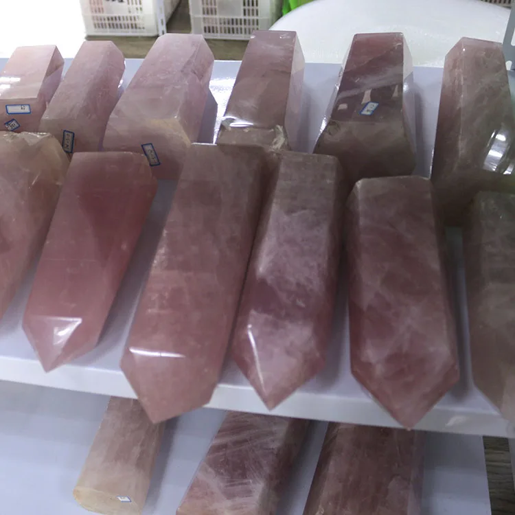 Wholesale factory produce natural pink crystal tower rose quartz crystal point