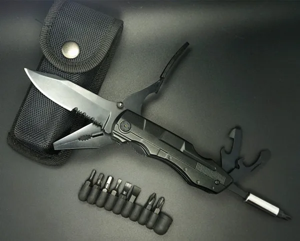 outdoor folding survival camping carabiner multi tool hunting knife with plier