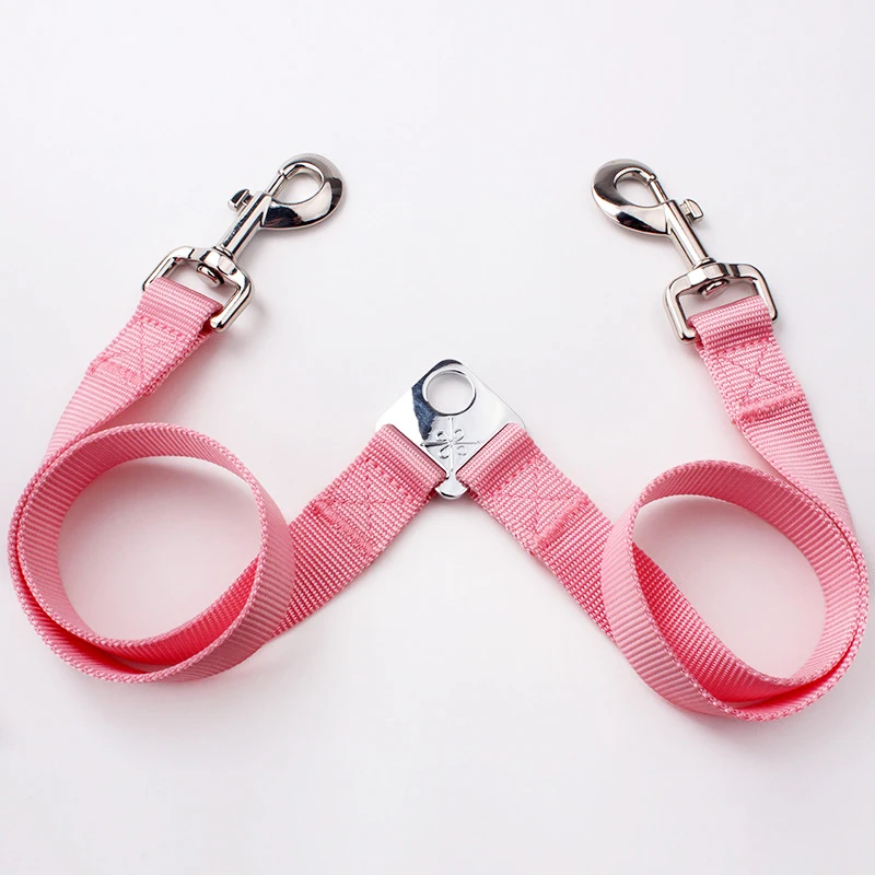 High Quality Low Price Custom Dog Leash No Handle Multifunctional Car Seat Belt Two Way Nylon Couple Dog Leash