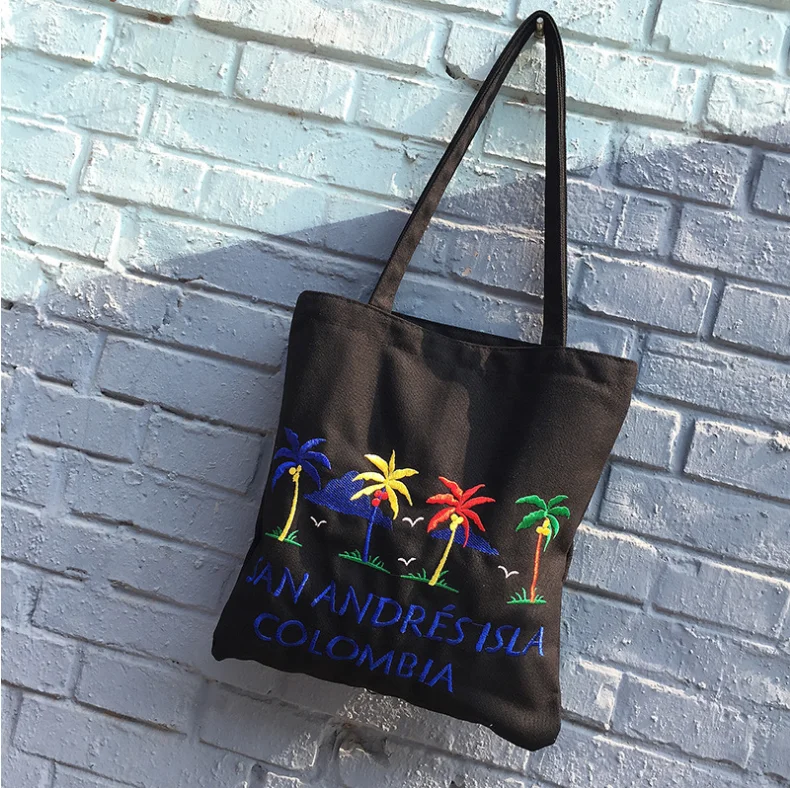 Direct manufacturer eco cotton canvas shopping tote bag embroidery tote bag