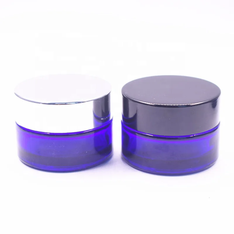 Customized cosmetic blue glass cream jar 20ml 30ml 50ml mini glass jar for eye cream