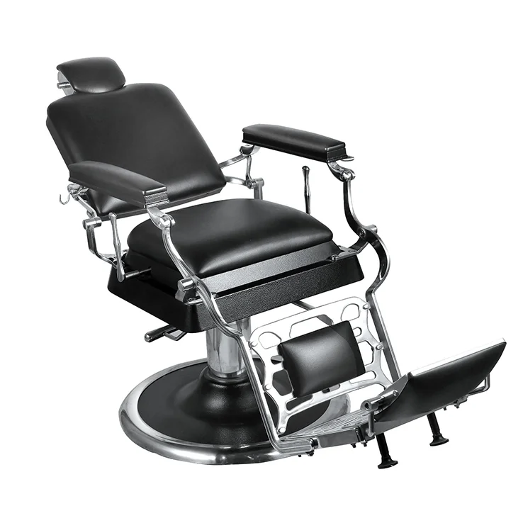 Classic Barber Chair Heavy Duty Hydraulic Man Vintage Reclining Styling Salon Furniture