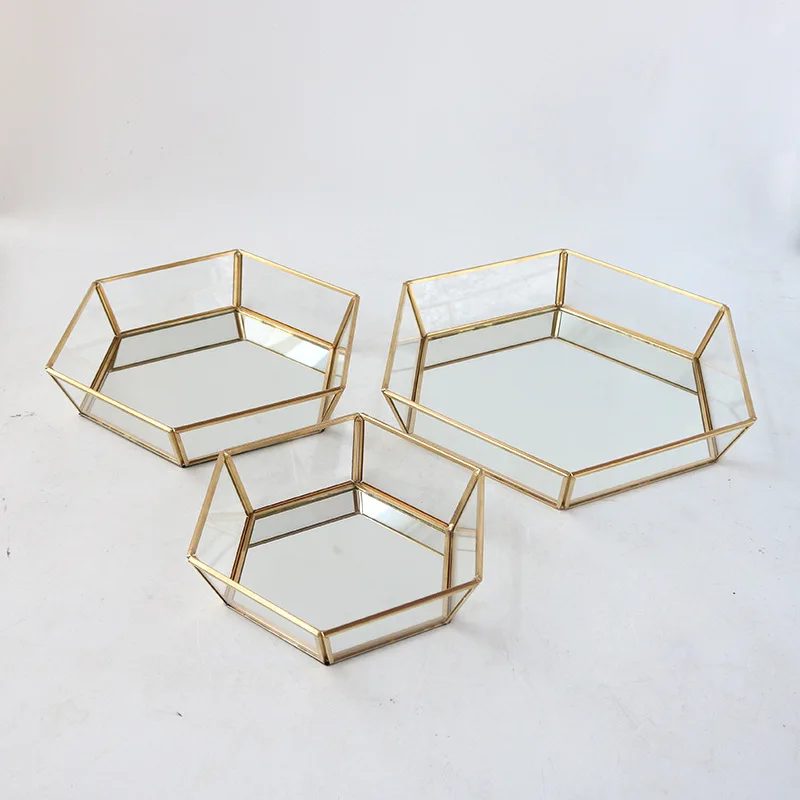 Square Stained Glass Jewelry tray decorative vanity mirror tray