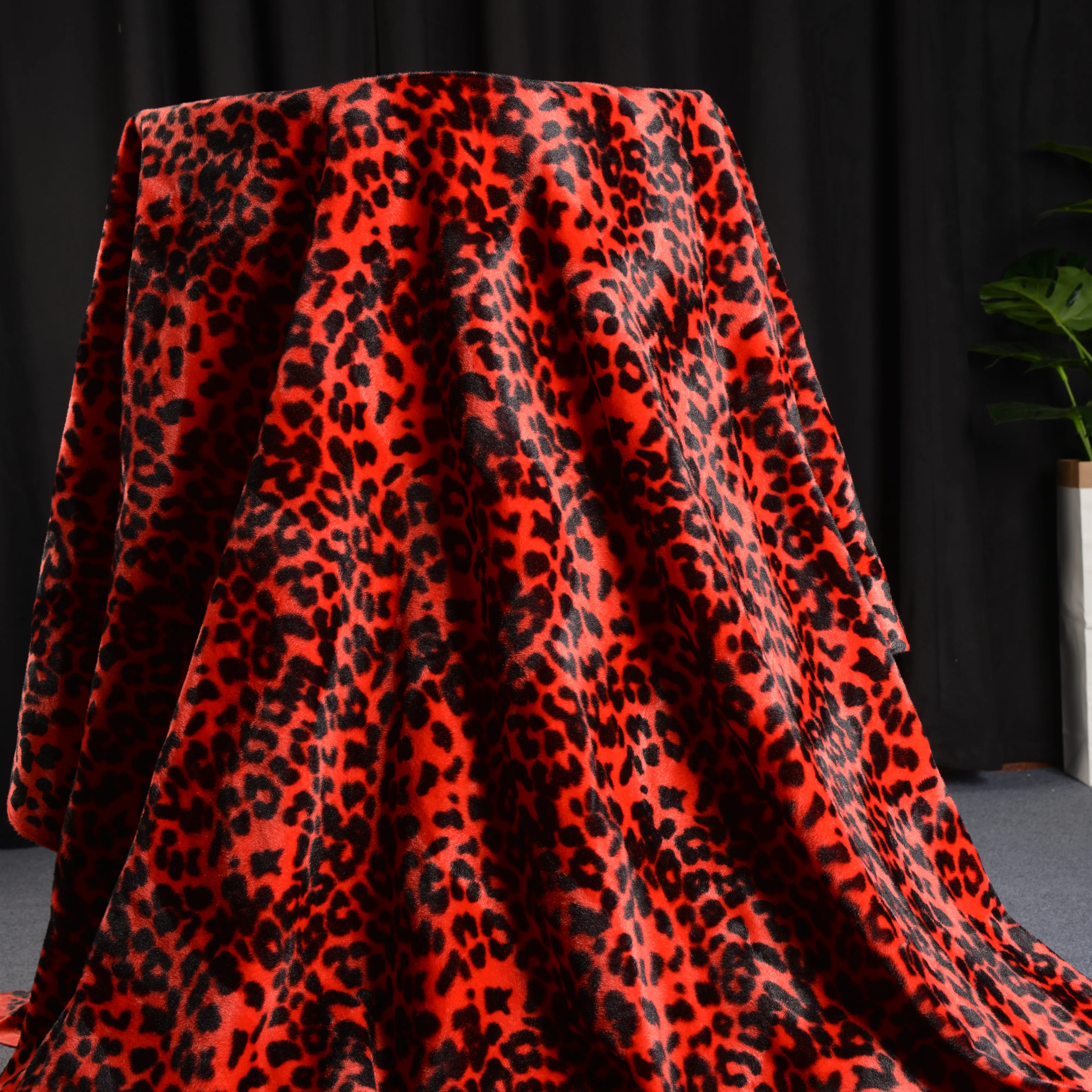 Upholstery plush Faux fur Zebra Red and Black velboa fabric are available